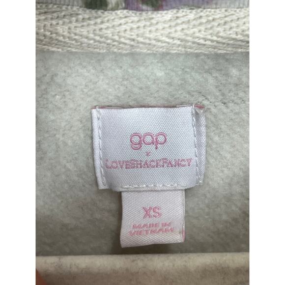 Gap x Loveshackfancy Floral Logo Cropped Hoodie XS Coquette Soft Ballet Babydoll - Picture 3 of 12